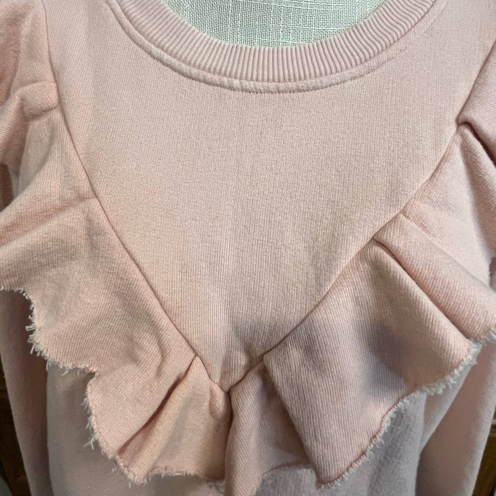 FREE PEOPLE Ooh La Ruffled Oversized Pullover Sweatshirt in Ballet Pink EUC - Picture 15 of 16